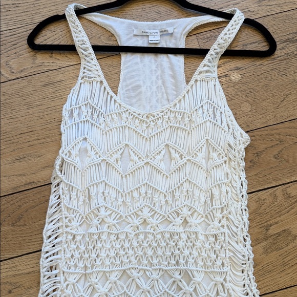 Diane von Furstenberg White Sheer crochet mini dress - Picture 3 of 8